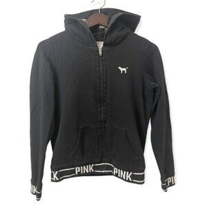PINK oversized black lined zip up hoodie